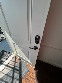 Door is supposed lock when you close it. We ended up keeping our stuff in our car.