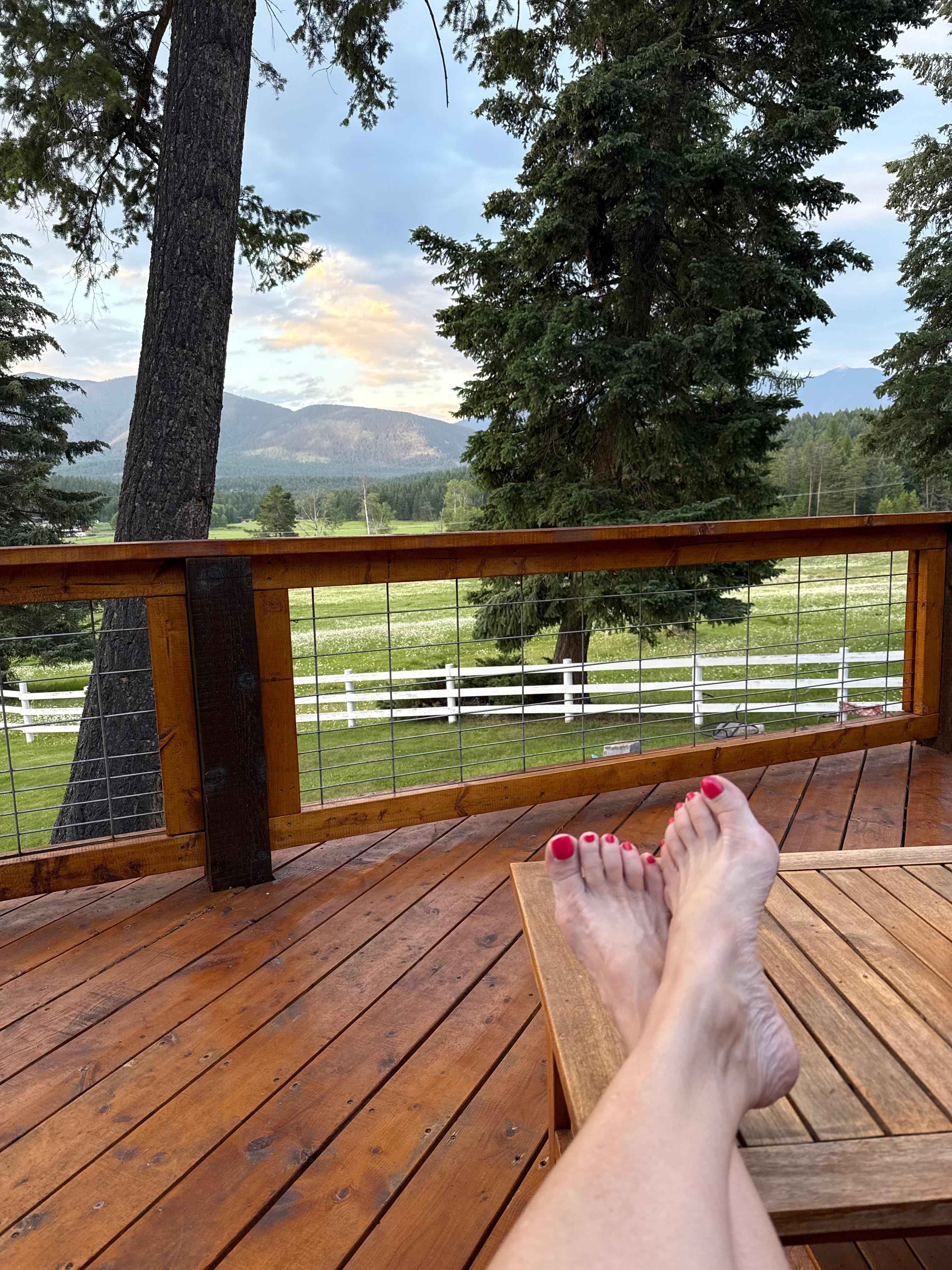 Relaxing on the wrap around deck