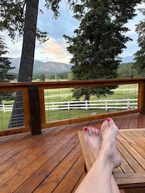 Relaxing on the wrap around deck