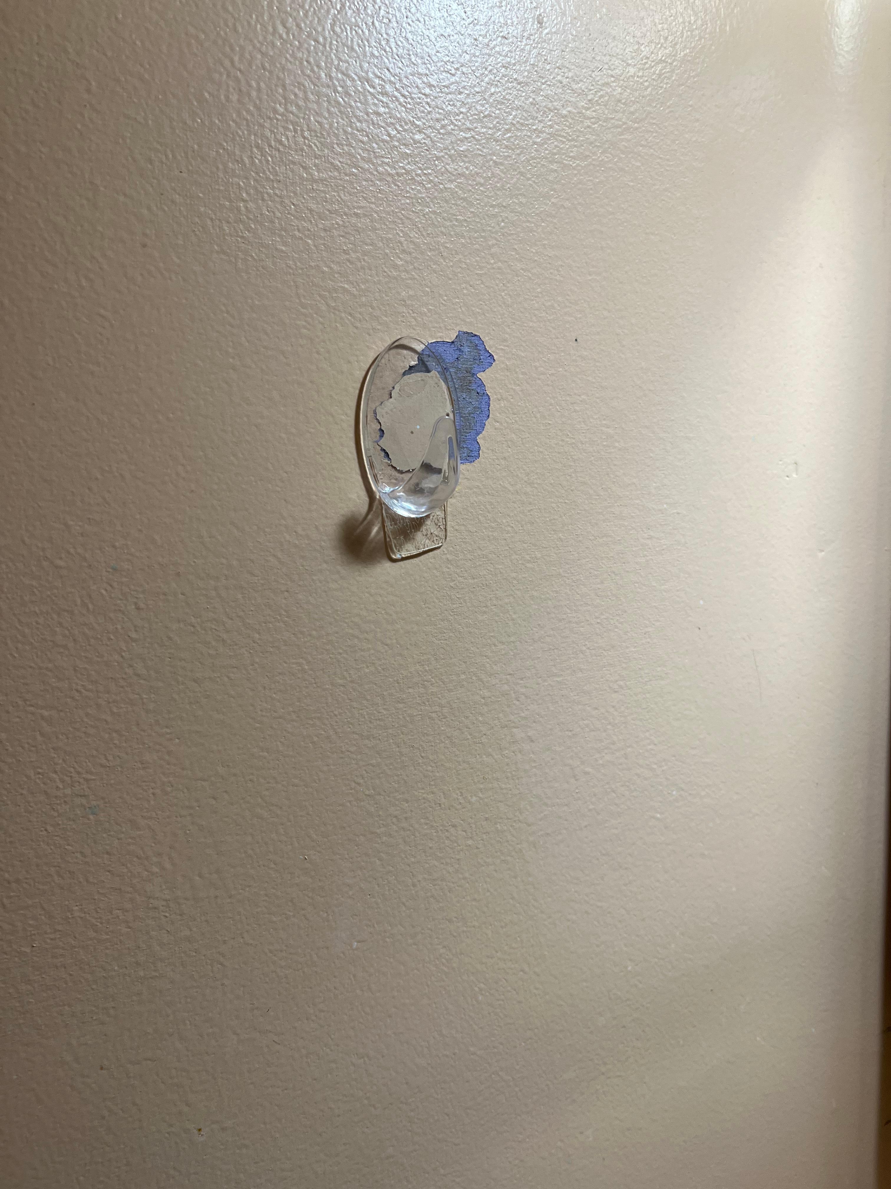 Towel hook ripped off and dangling