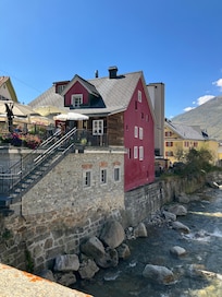 Quirky riverside location. Only noisy with windows open.