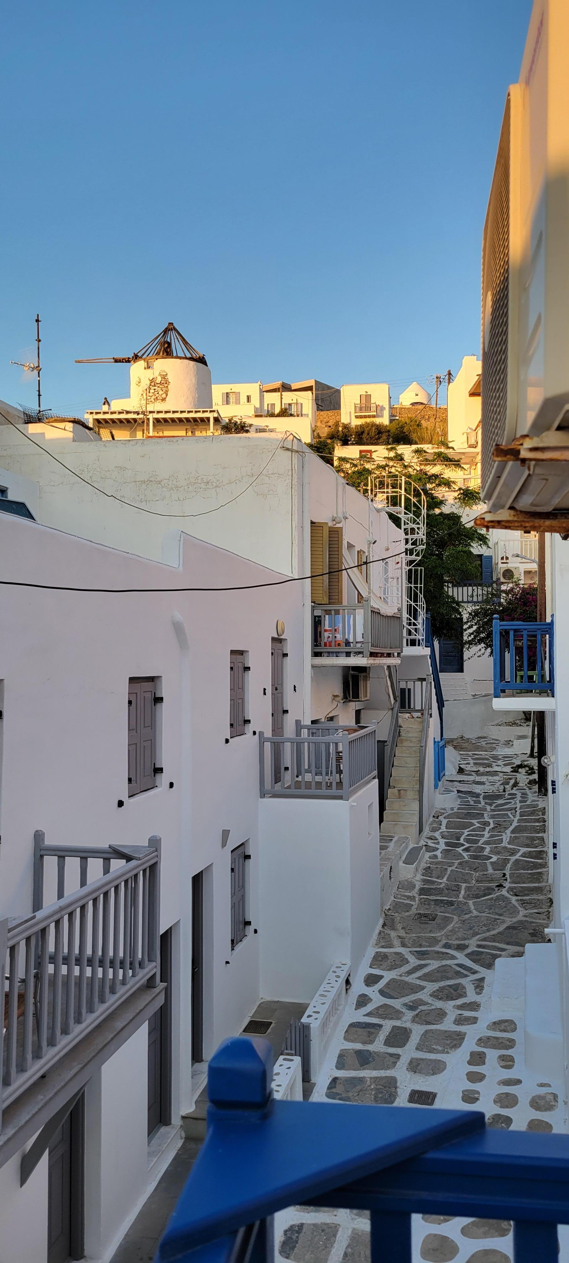 View of the street from the living room balcony