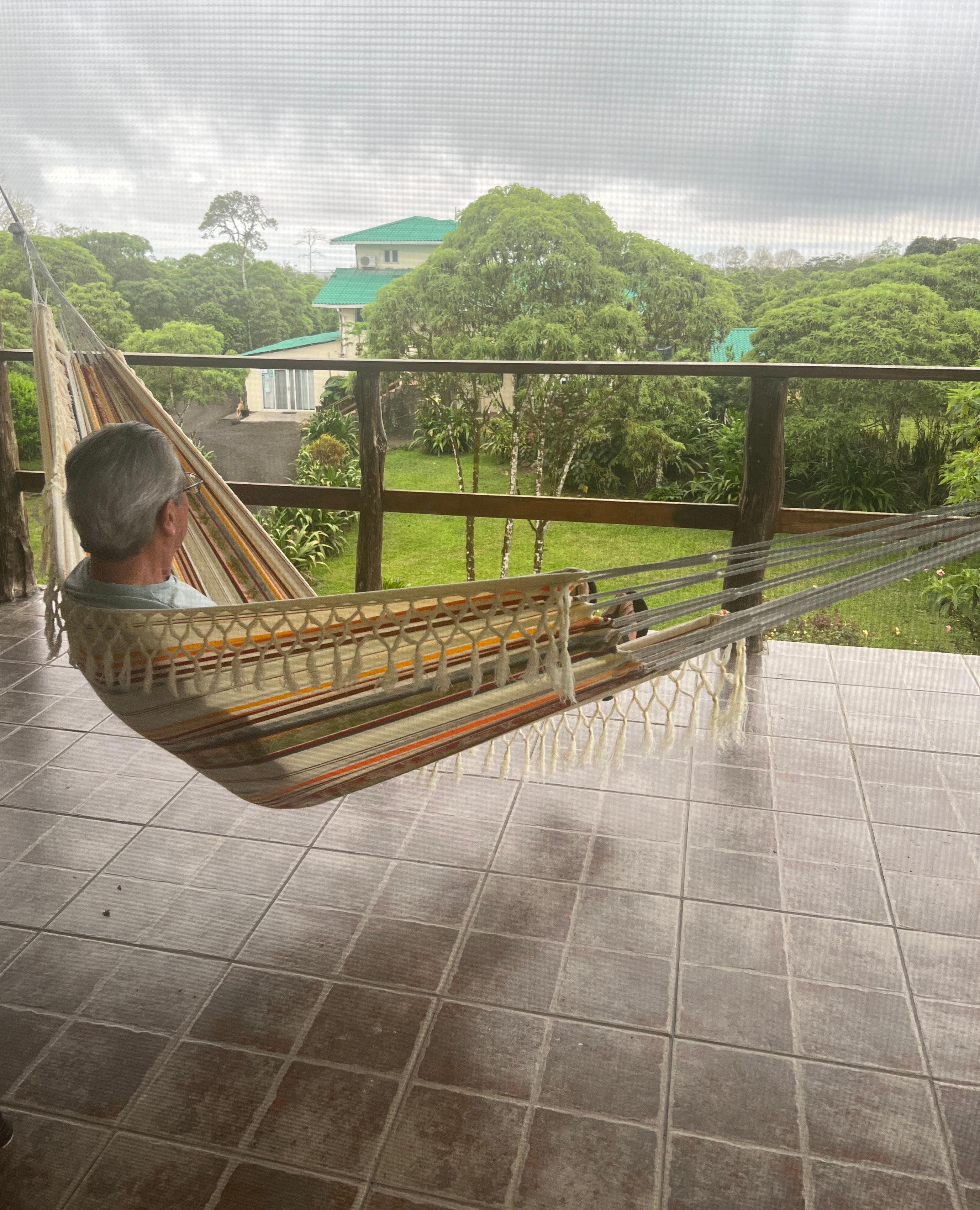 I woke up one morning to my Dad taking it all in from our deck hammock 