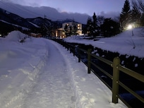 Walking to a nearby onsen.