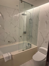 Toilet is clean and user friendly.  Toiletries are high quality