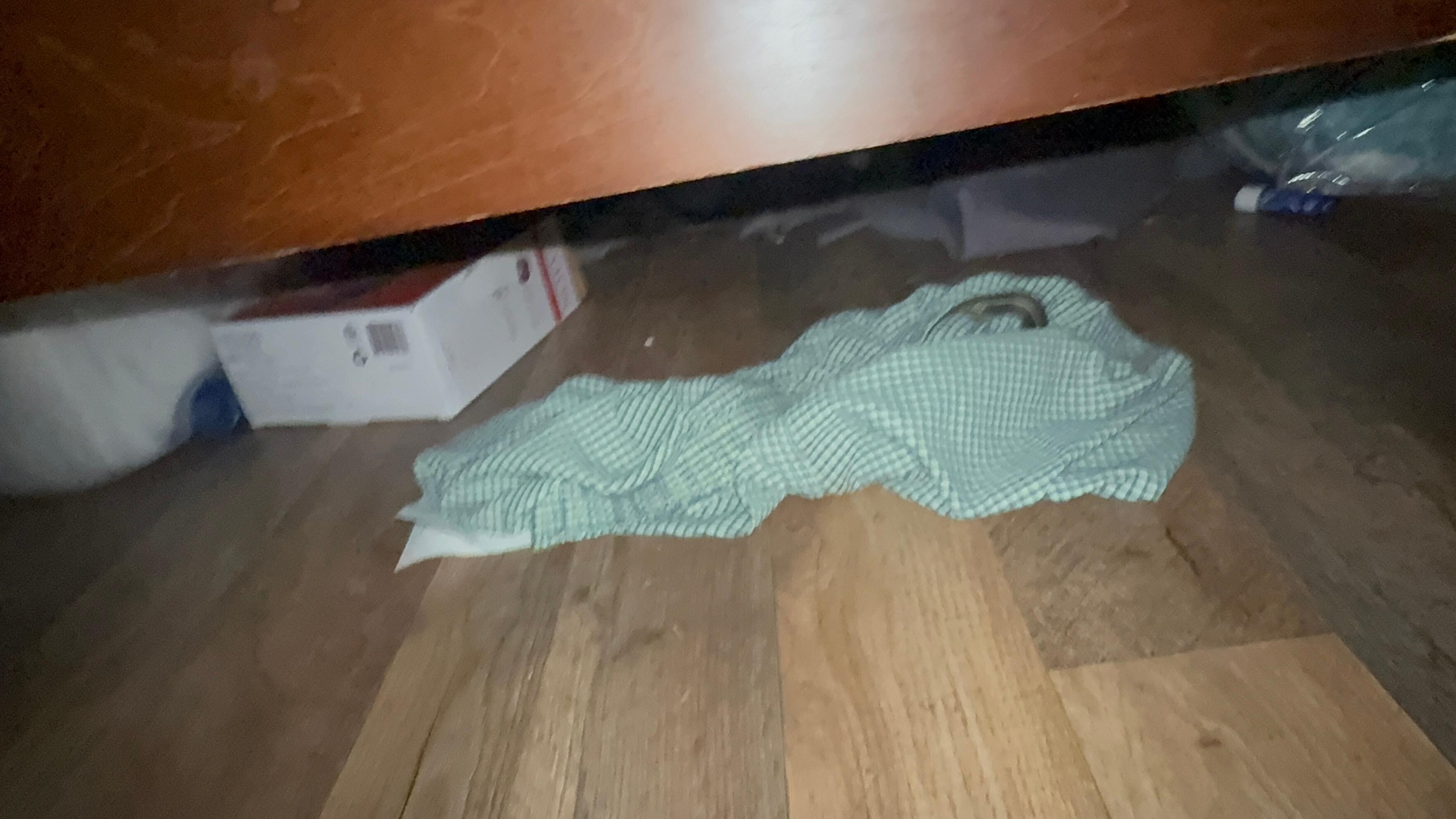 More underwear dust and junk under the bed.