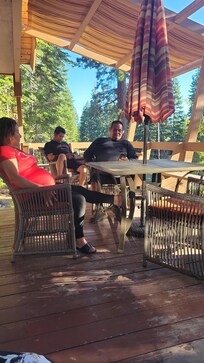 Mom dad an husband relaxing