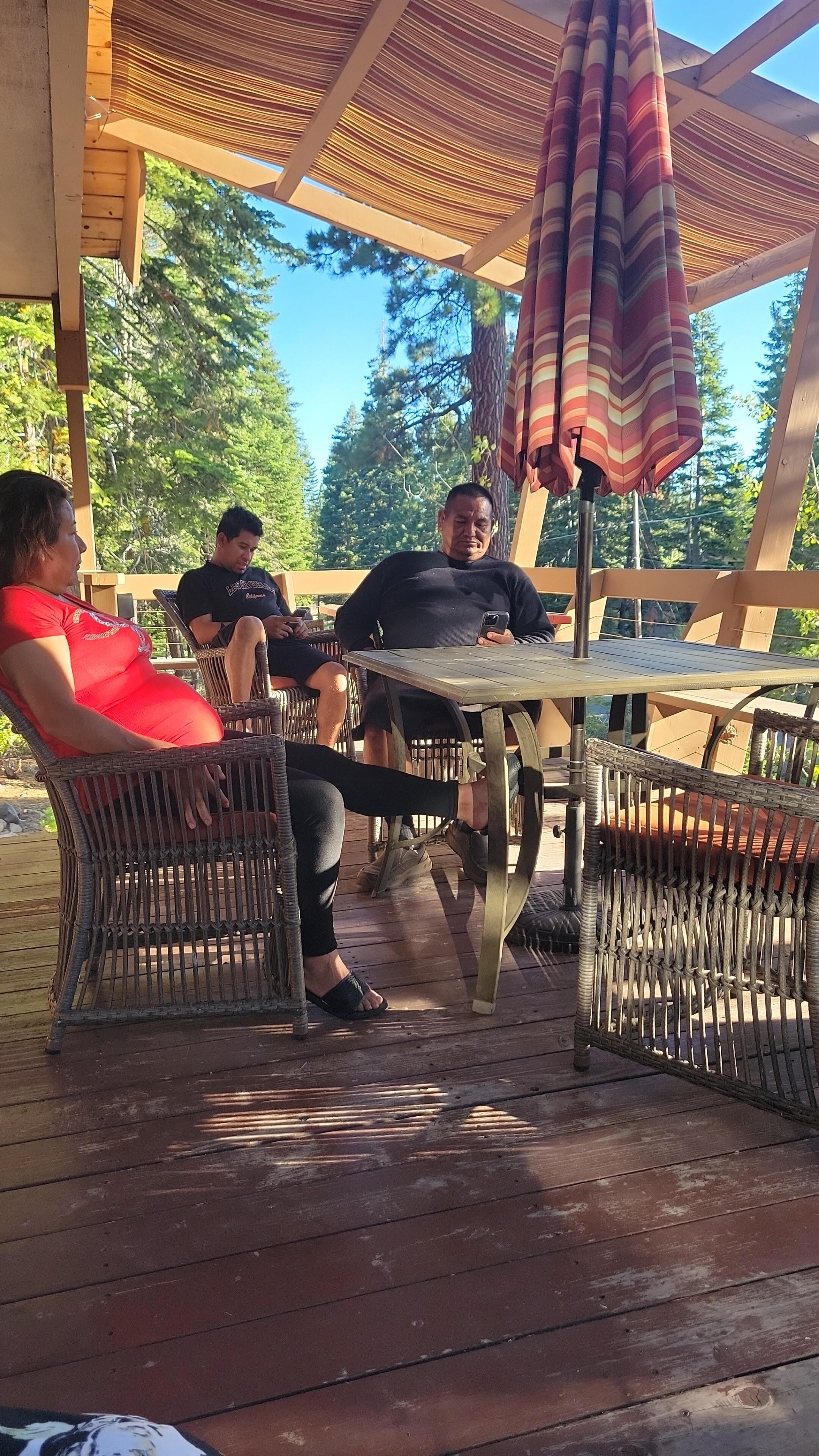 Mom dad an husband relaxing 
