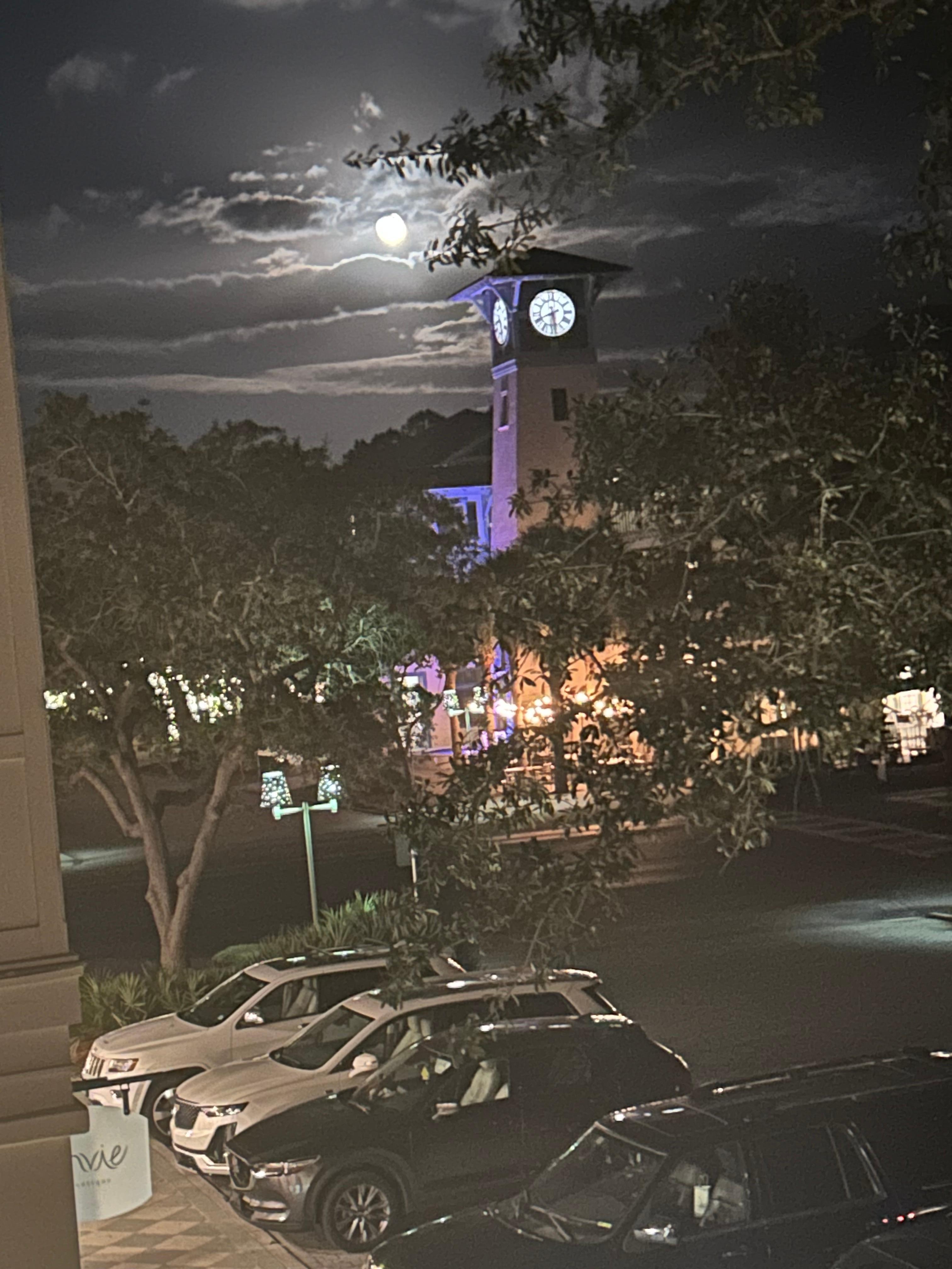 View from the balcony on the night of the full (Beaver moon)….it was magnificent!!