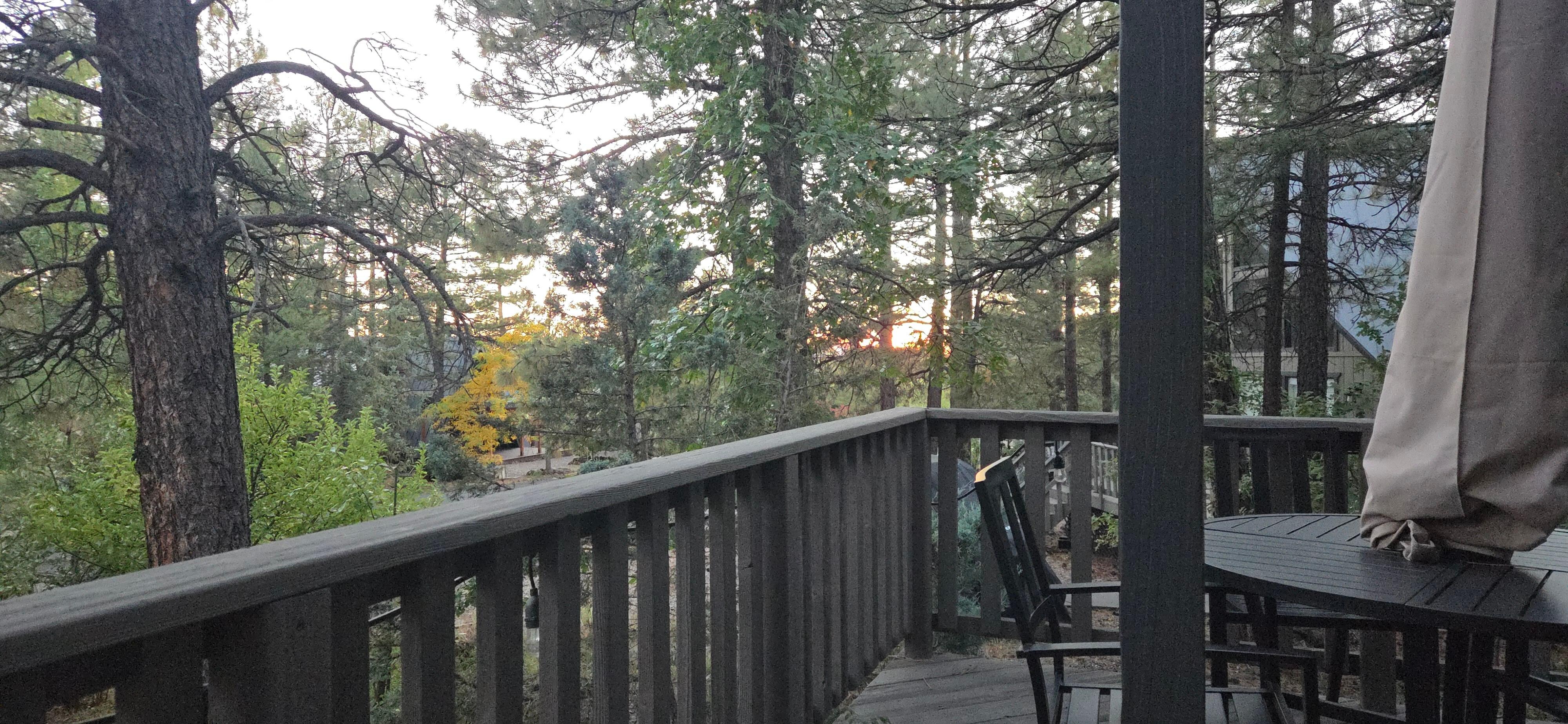 Afternoon/evening on the front patio looking west. 