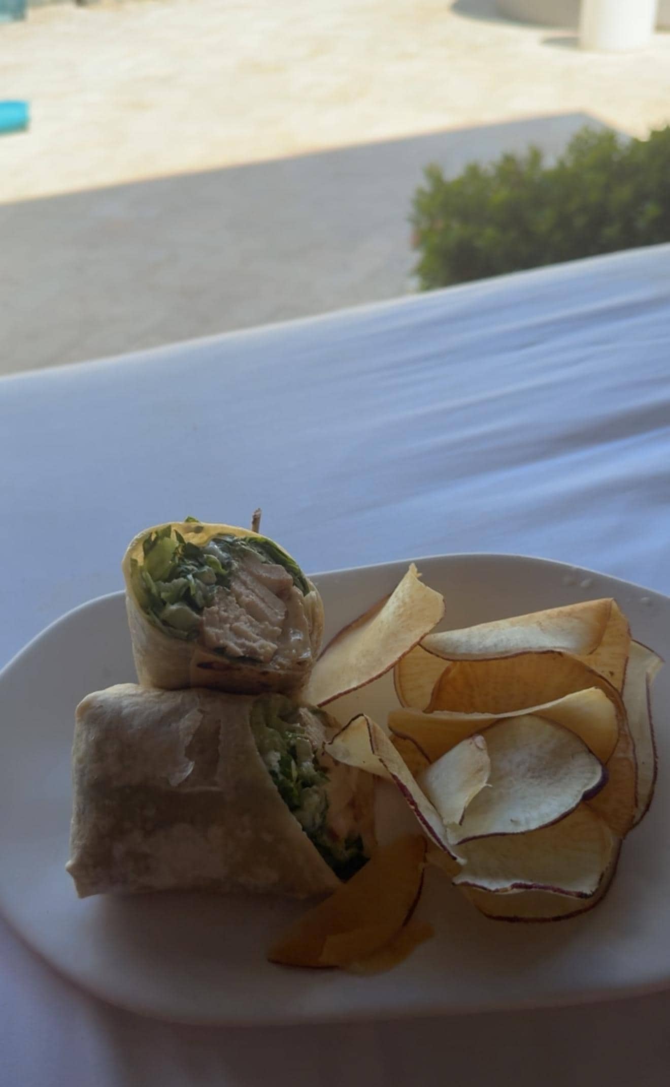 Favorite lunch item: chicken Caesar wrap with fresh cup cassava chips 