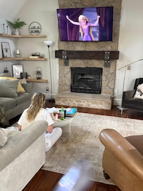 Morning of the wedding. Bride wanted to watch Frozen while getting ready!