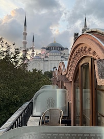 View of the Blue Mosque from our balcony around sunset