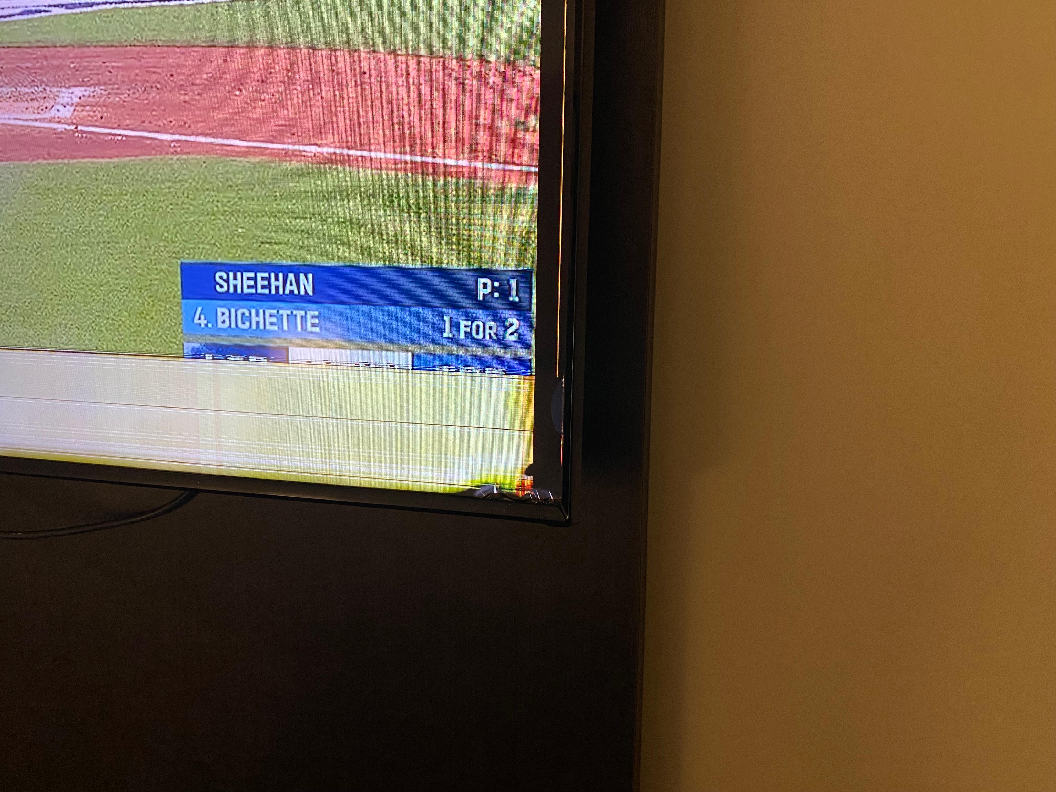 TV, bottom 6 inches no picture, no World Series score and statistics!! 