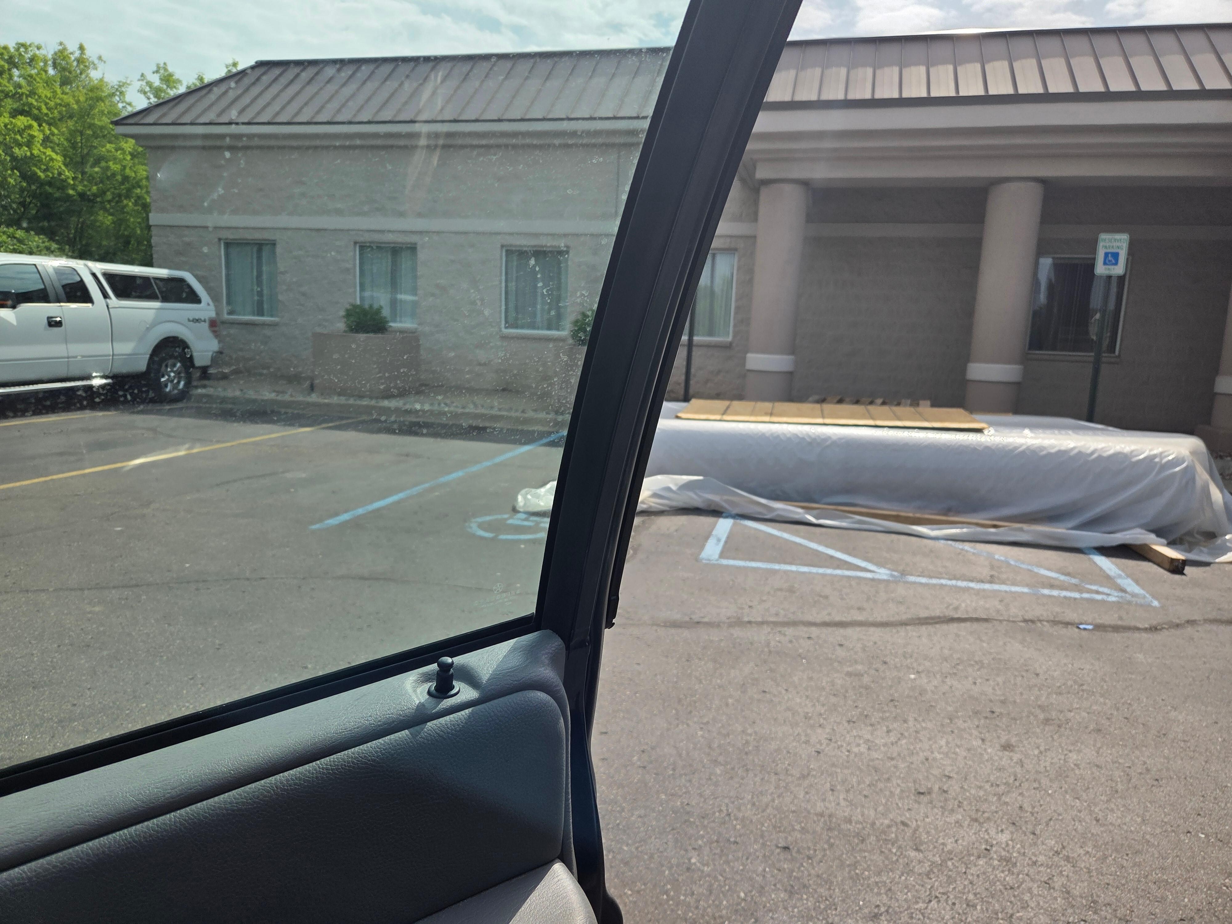Front handicap parking and ramp blocked