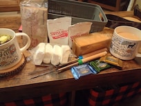 This was part of the welcoming gift, so super special, fire, s'mores and hot chocolate. From the host!