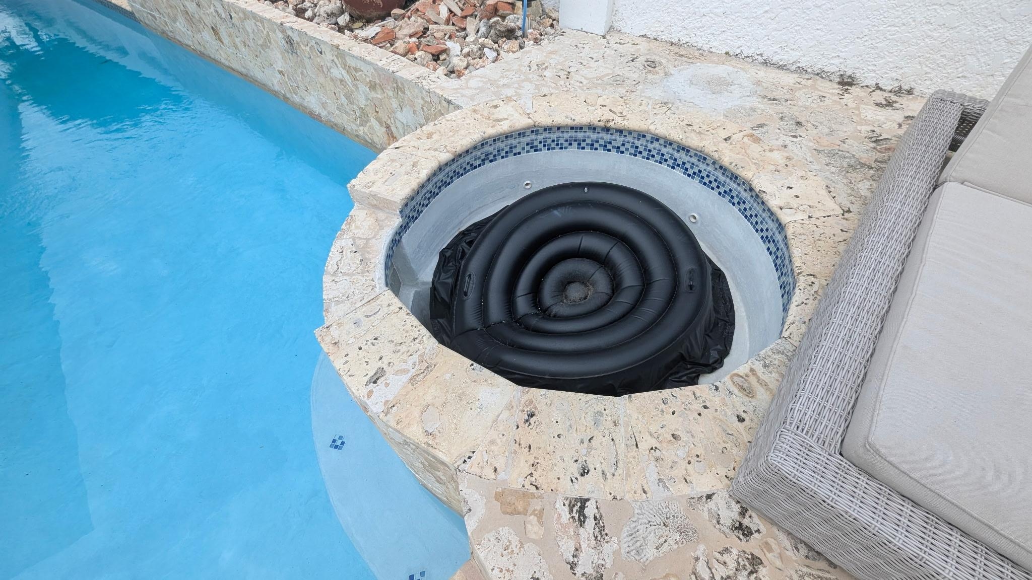 The remnants of the hot tub