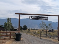 Entrance from the road. No clear sign for the cabin.
