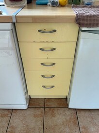 Very old and tatty, cutlery tray was full of crumbs too.