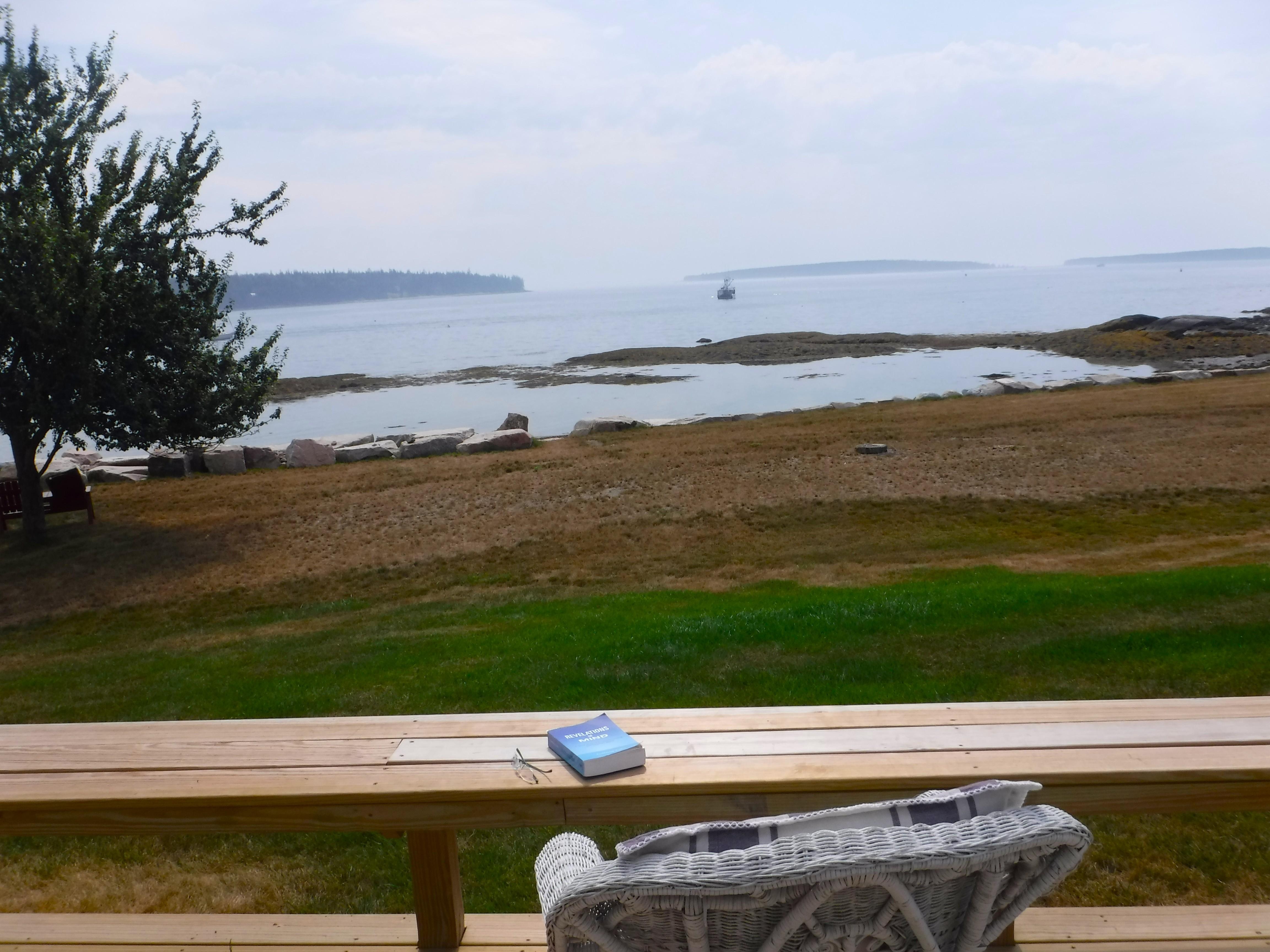View from the expansive new deck -- watching the fog roll in.