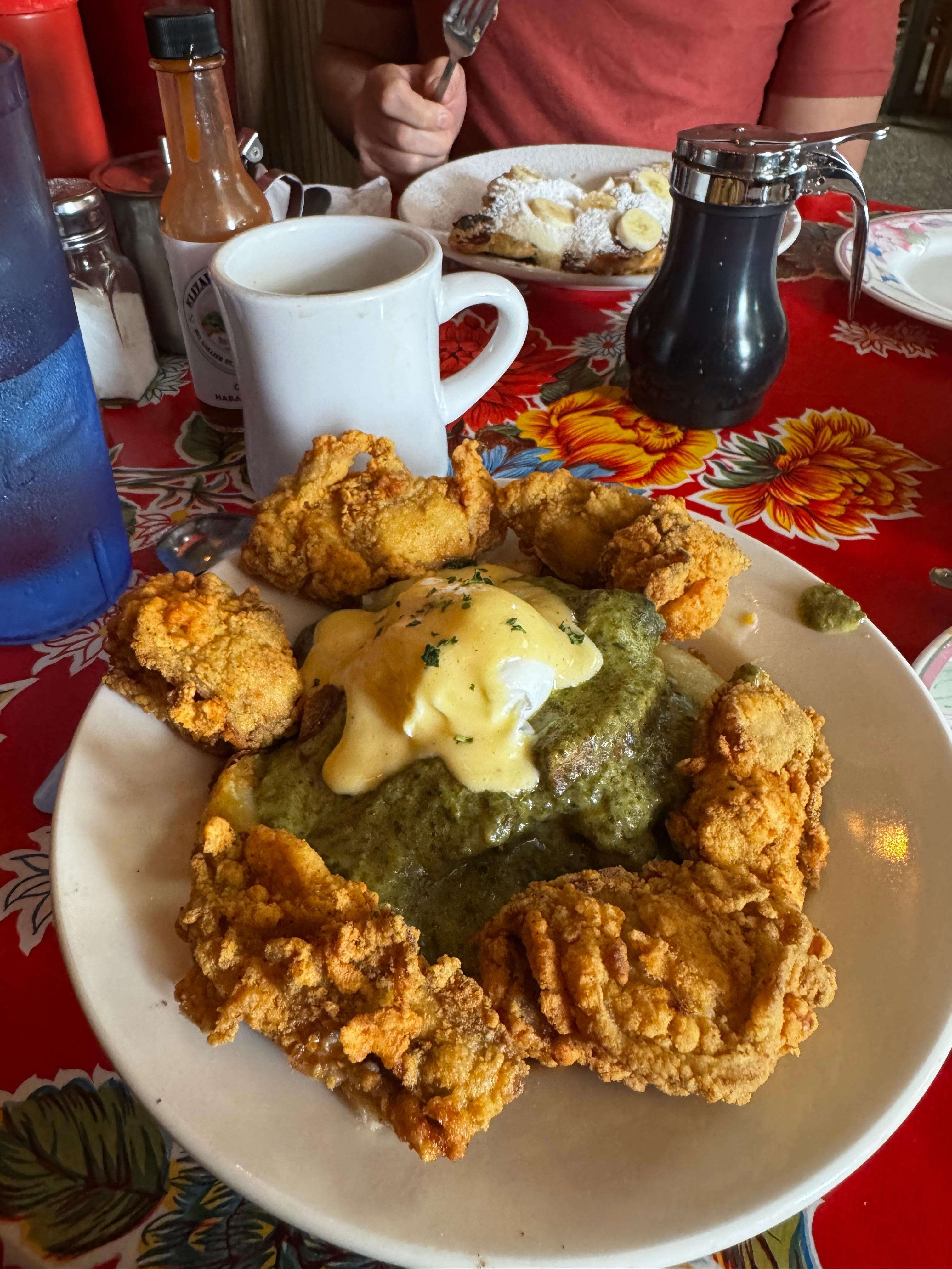 Elizabeth’s 1/2 order of potatoes with cream, spinach, and oysters