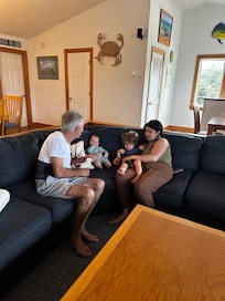 Ejjoing family time on the cozy sectional