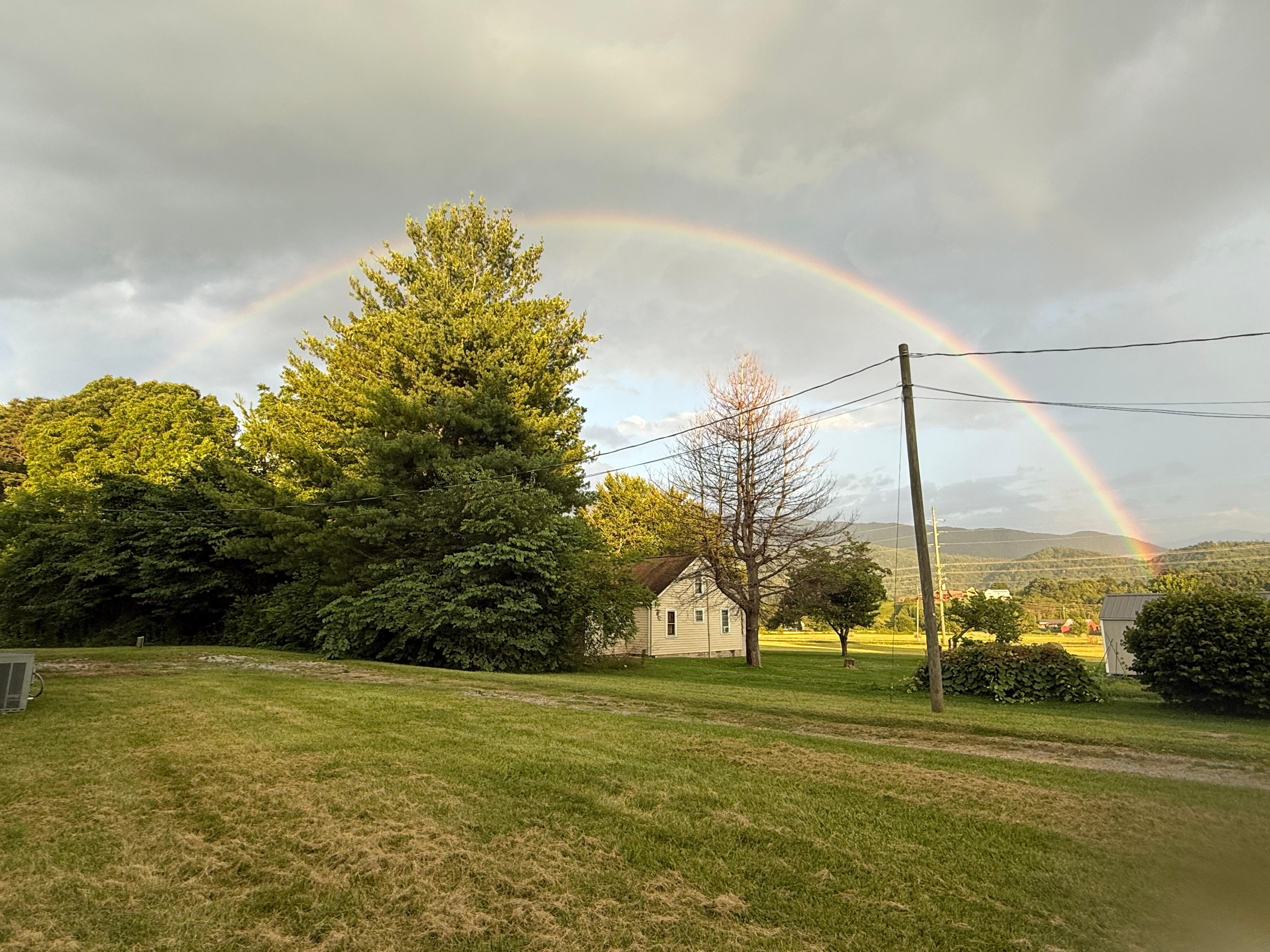 Rainbow on arrival view from yard