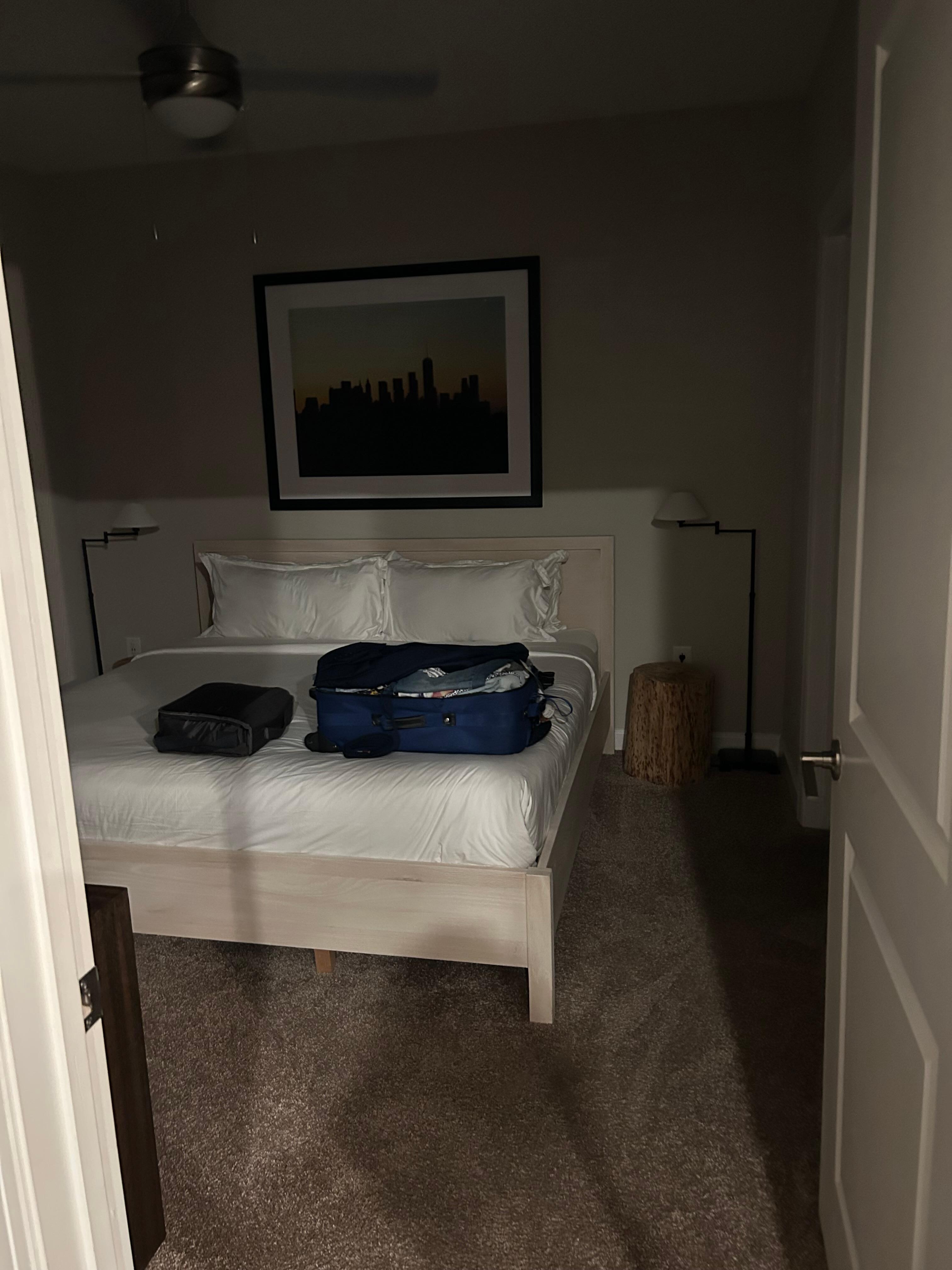 Bedroom with a walk in closet. 