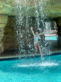 My daughter loved jumping through the waterfalls!