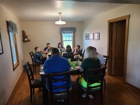 Family prayer at dinnee