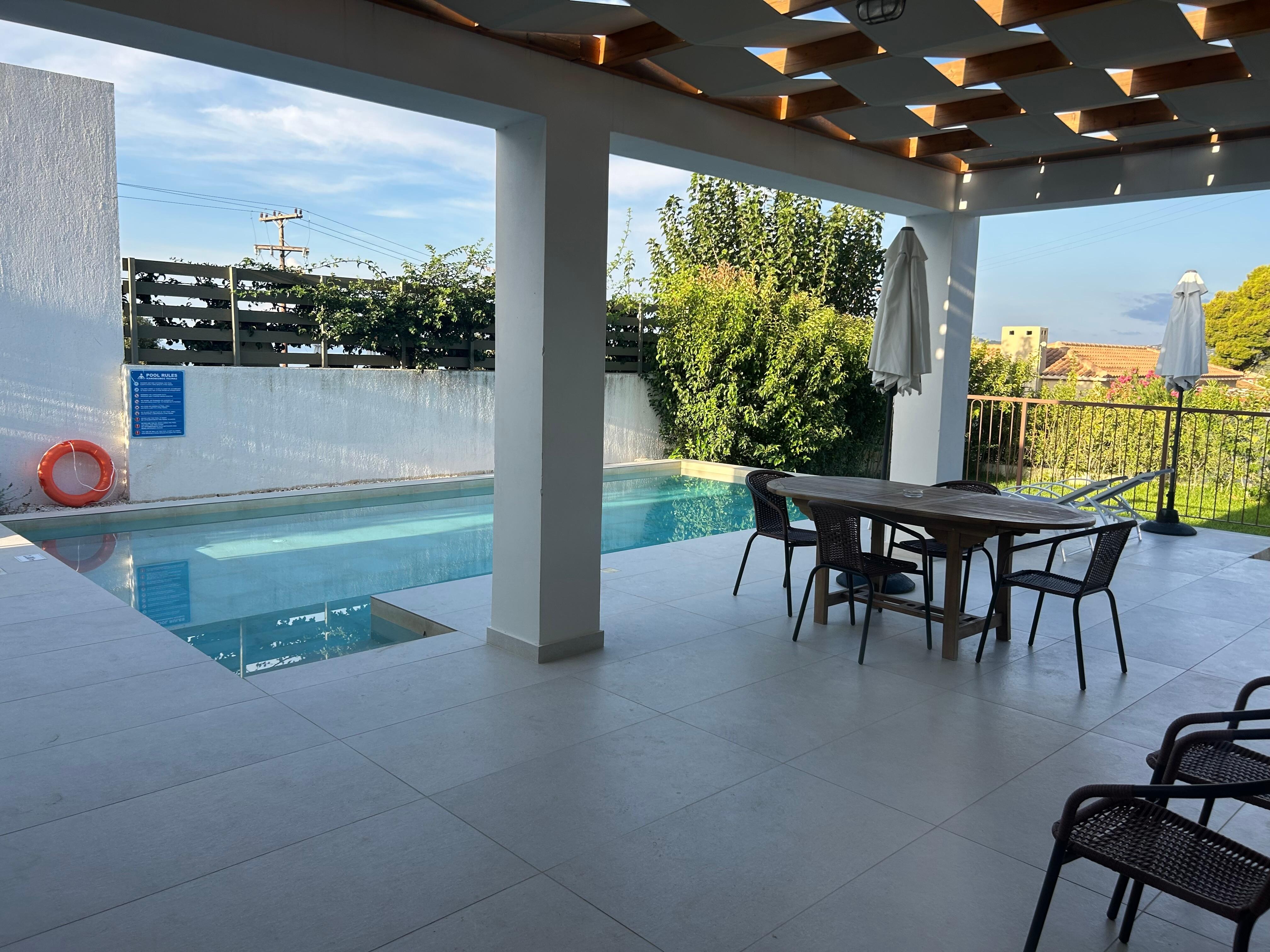 View from patio doors to the pool