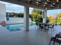 View from patio doors to the pool