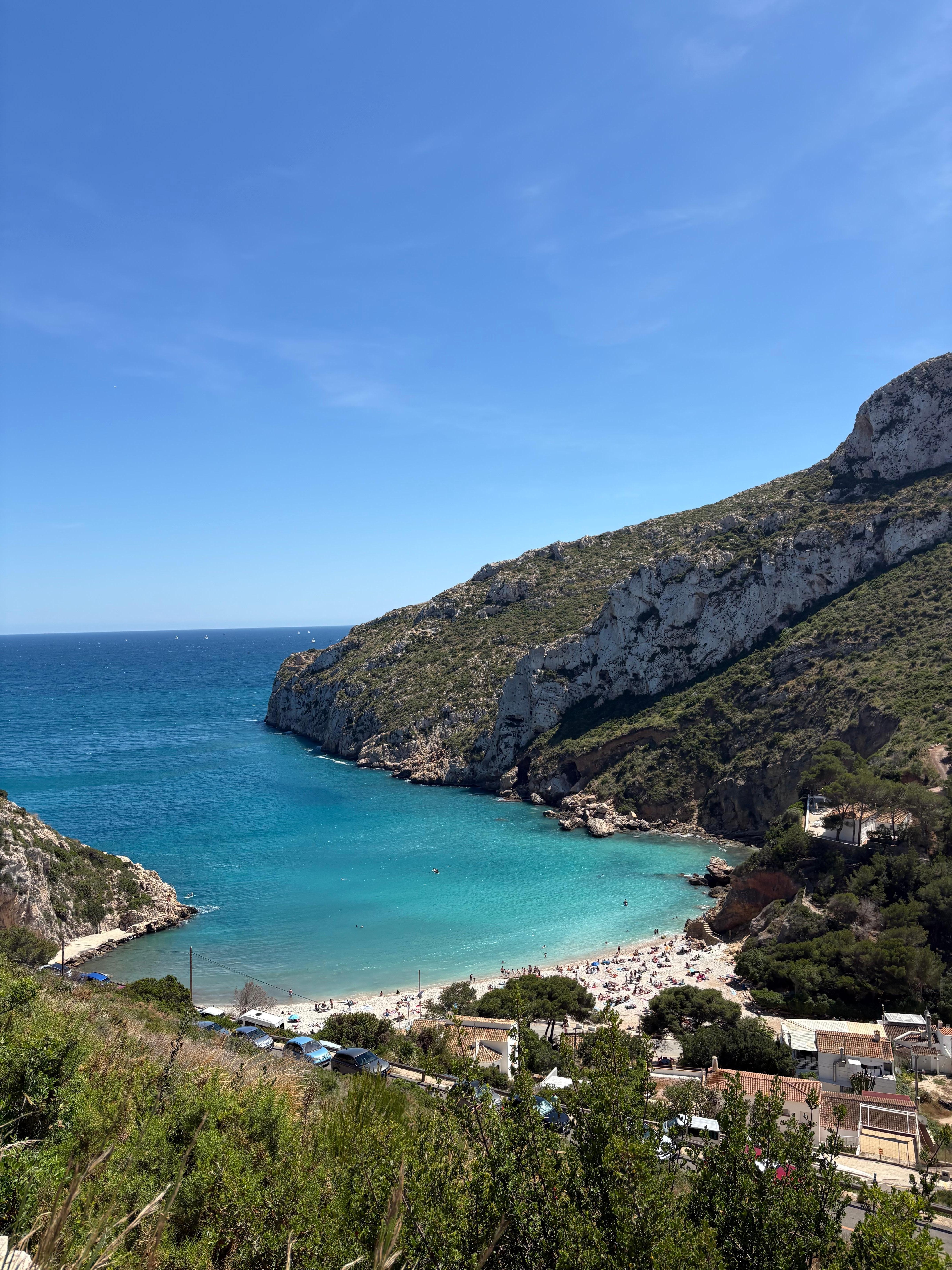 Granadella beach, 6 minute drive away