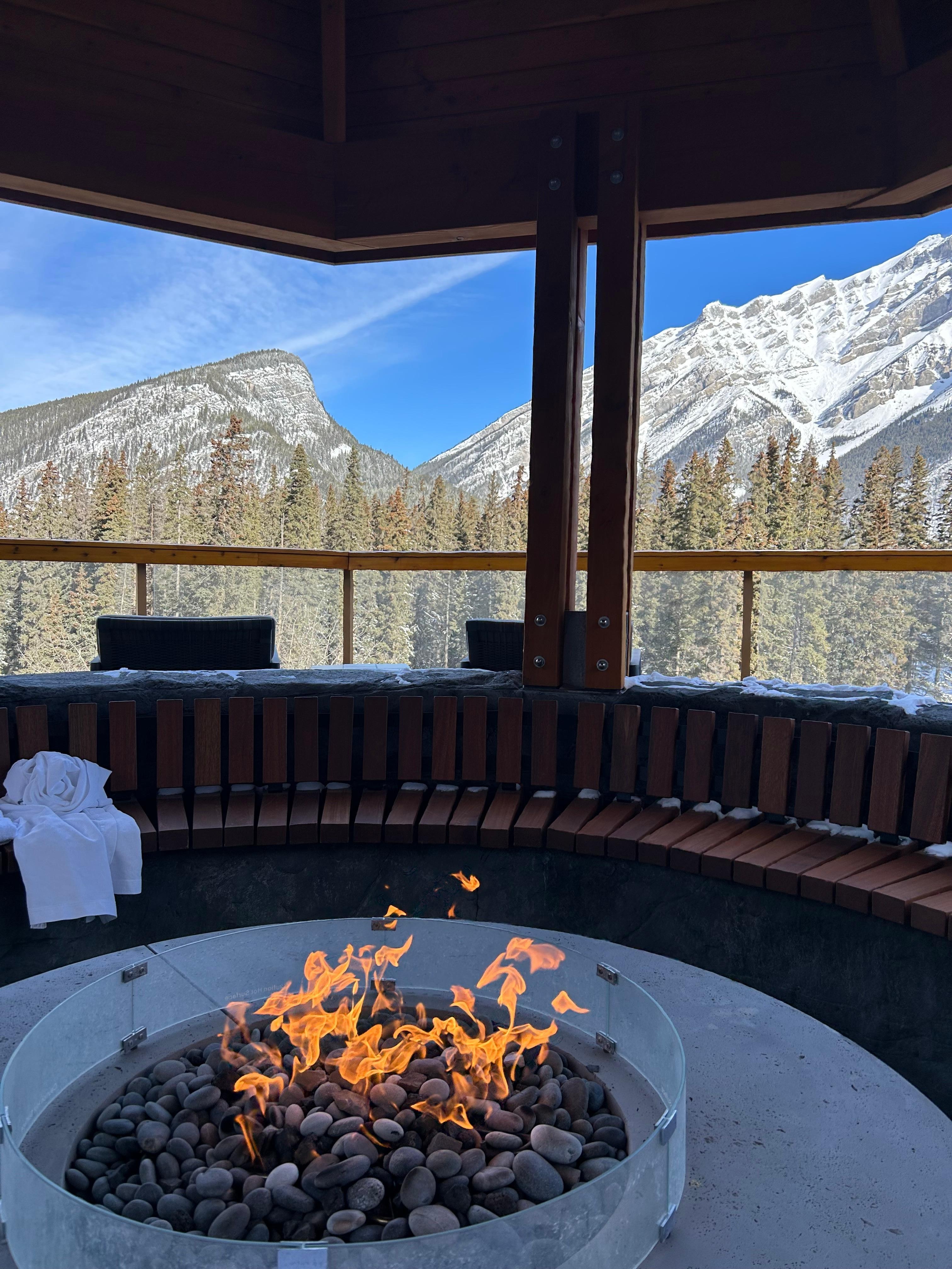 Fire pit by hot tubs