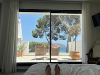 View from the bed in the main bedroom