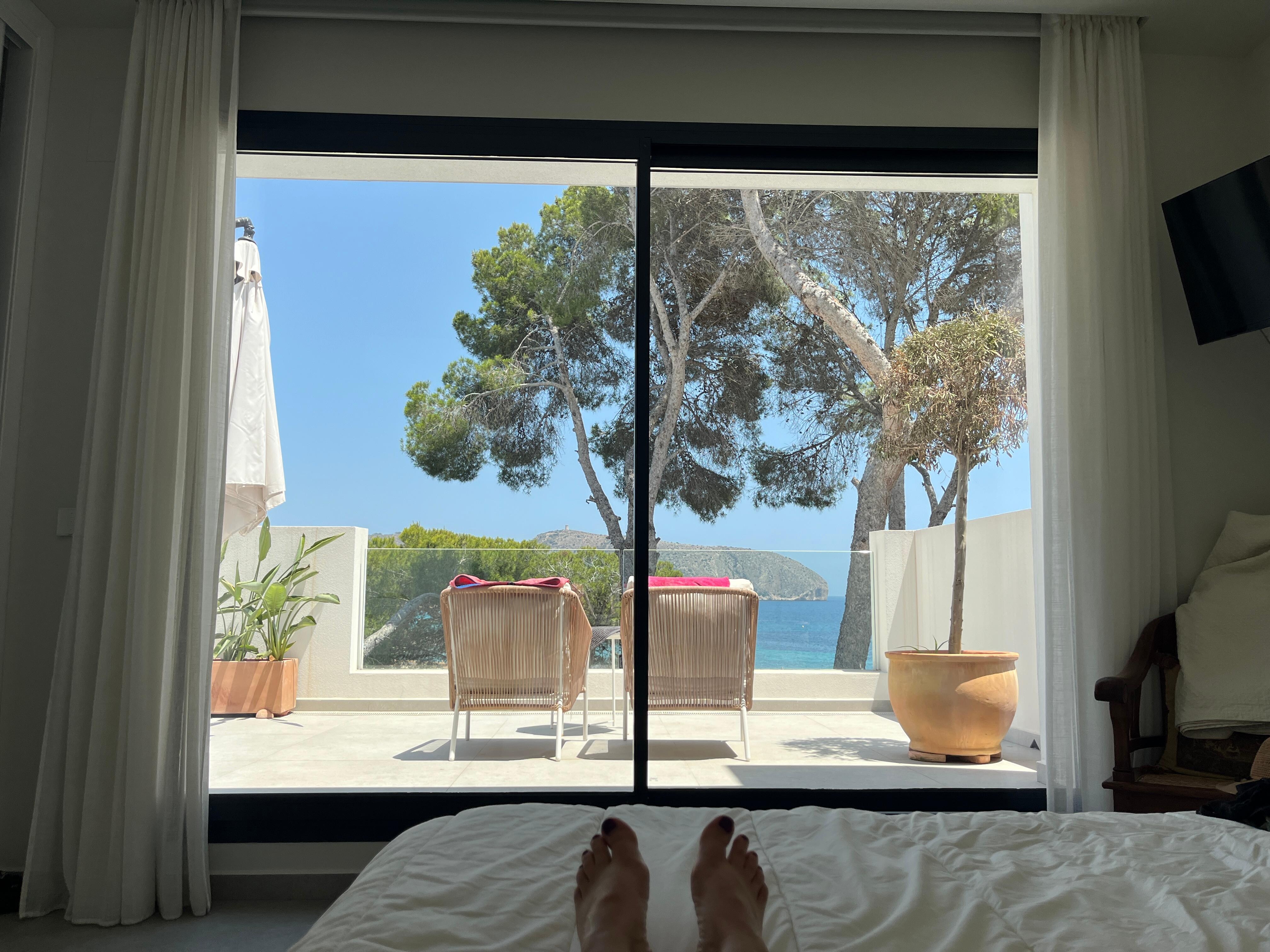 View from the bed in the main bedroom