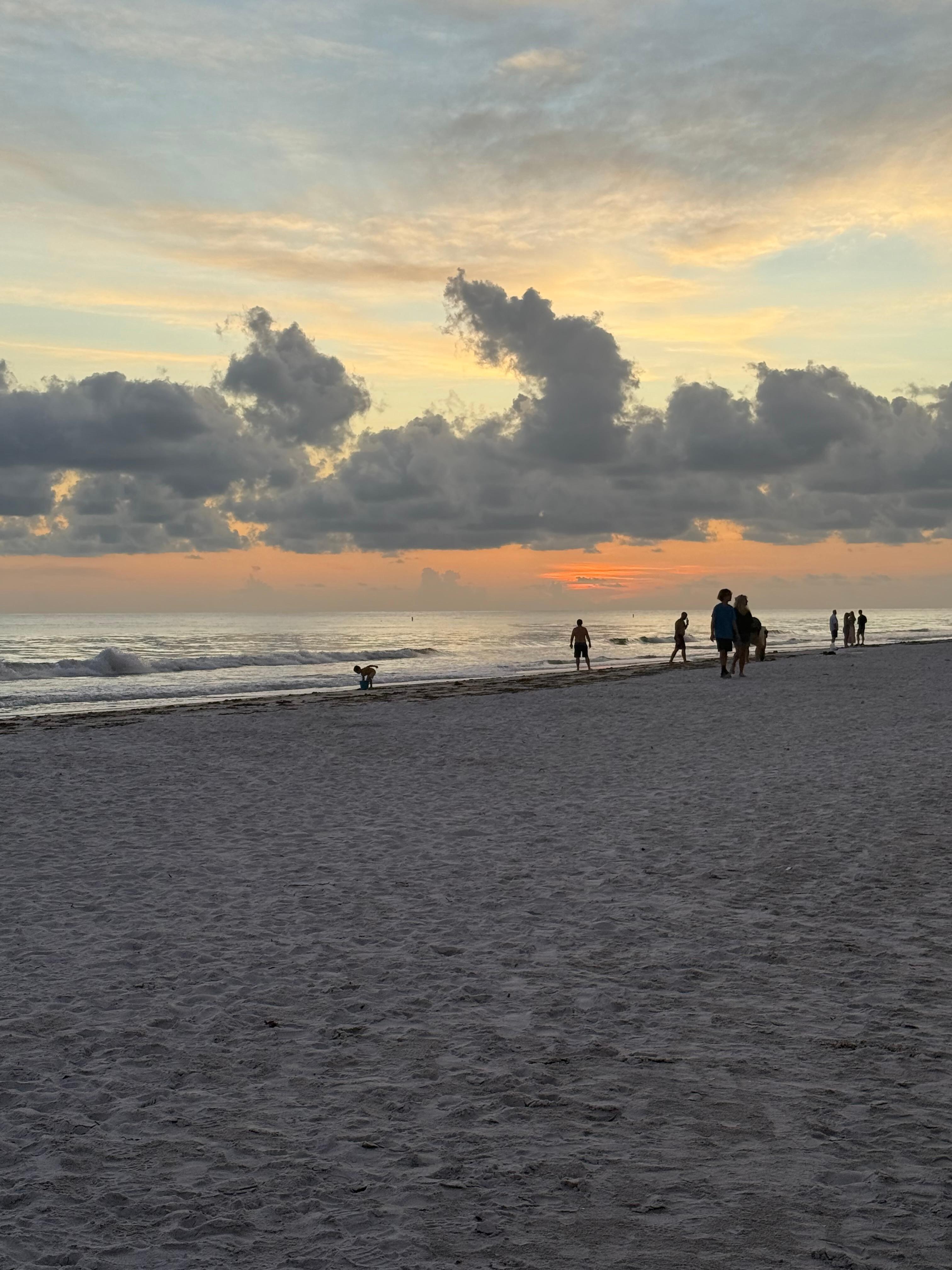 Beach access the street at sunset