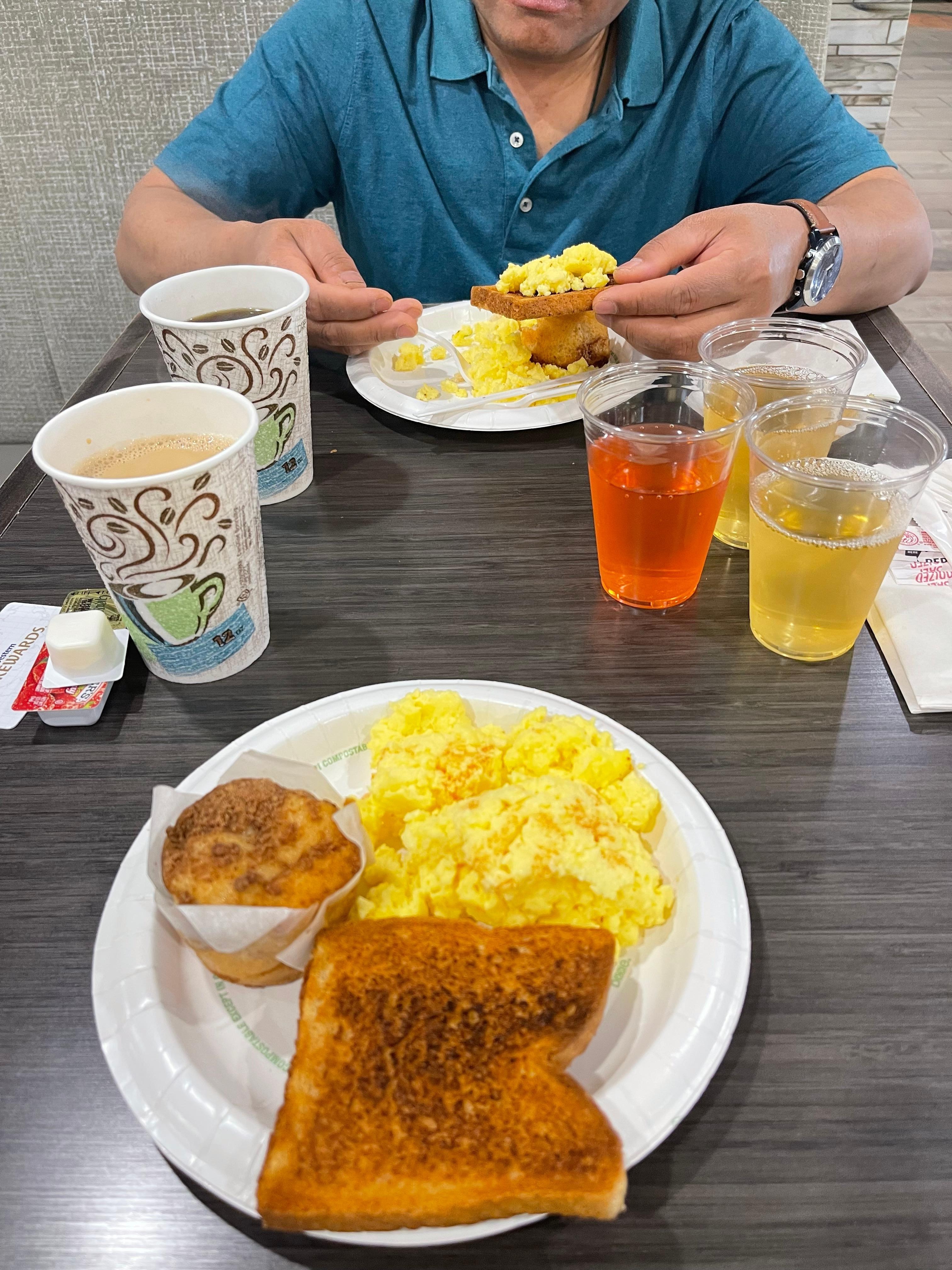 Our breakfast 
They also had waffles etc.