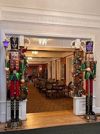 The lobby was decorated with fun holiday decor.