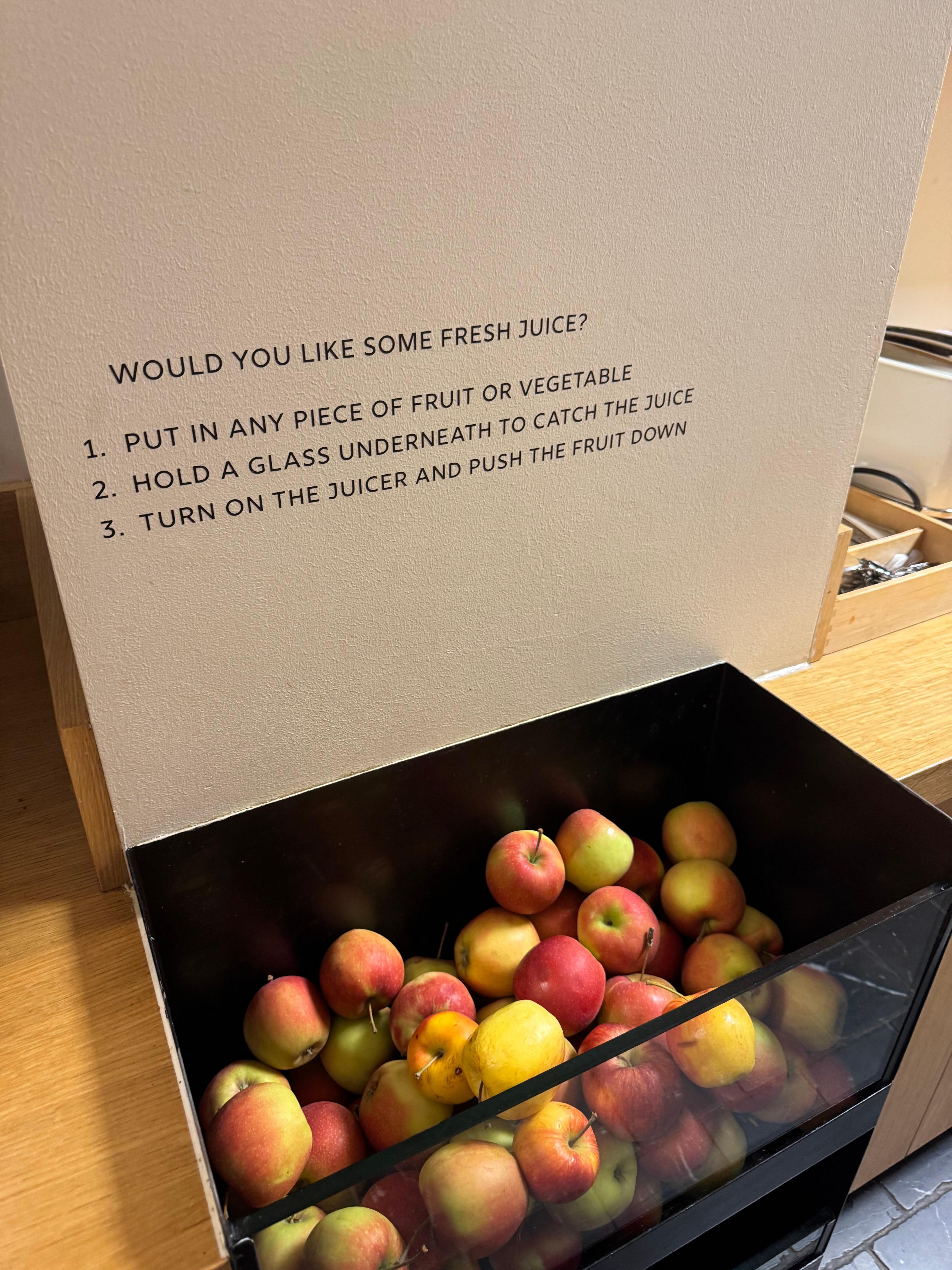 Apples, which you juiced yourself to lovely fresh apple juice