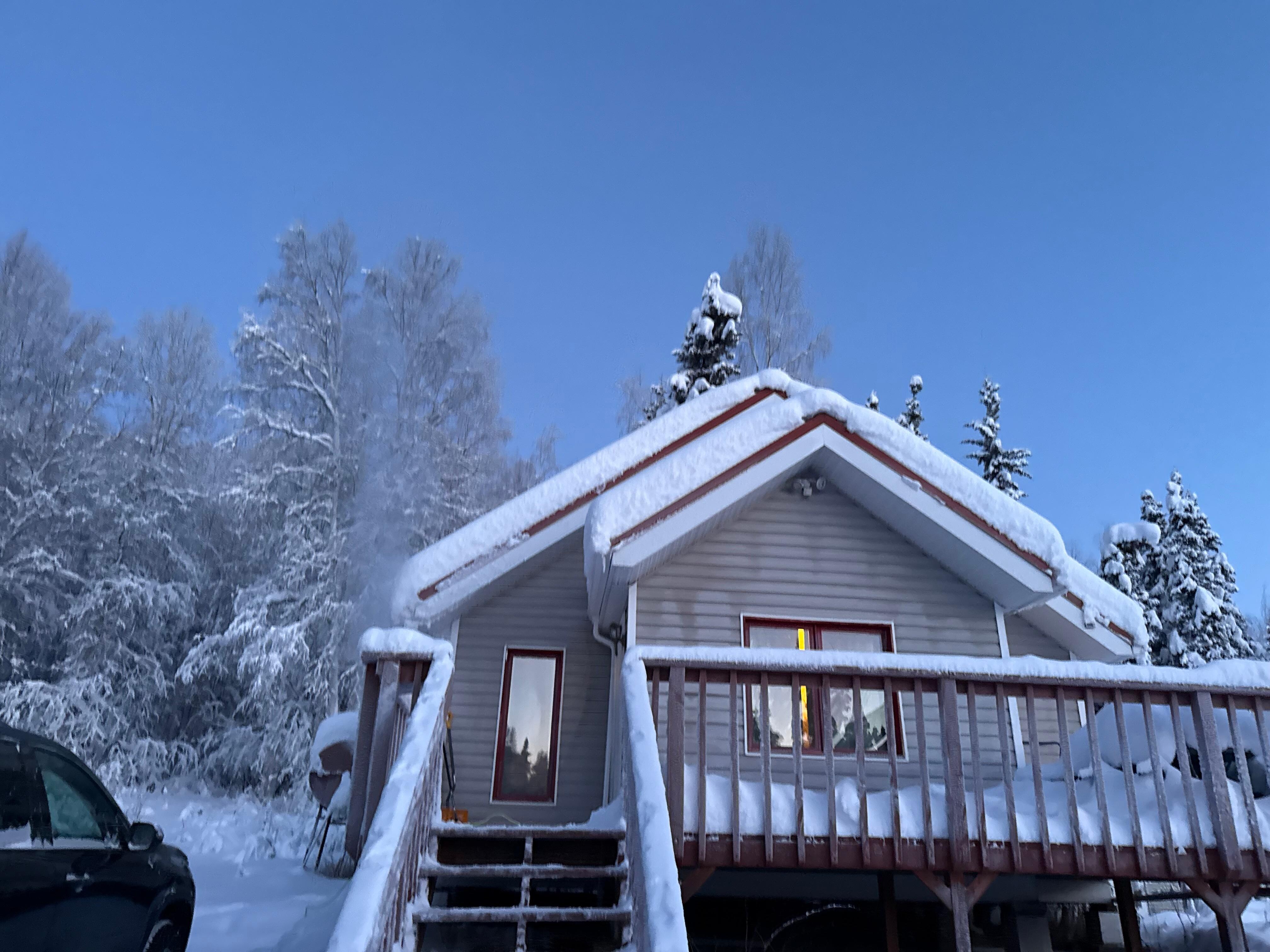 Blue skies over the hive on a crisp morning. 