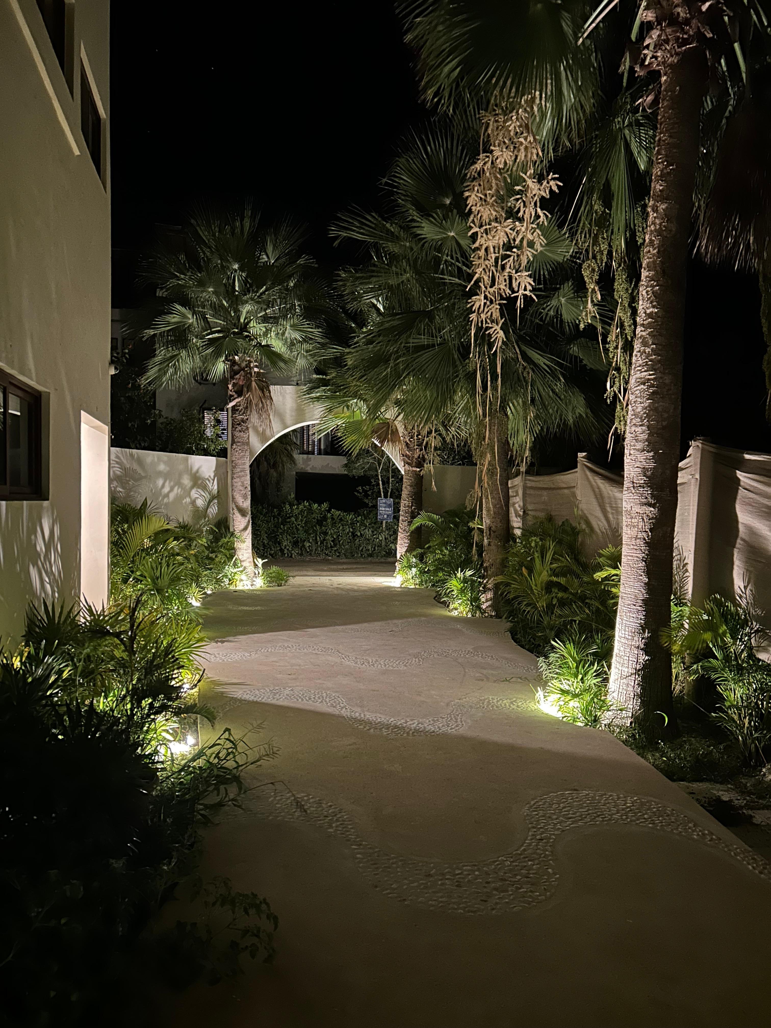 Entrance from the street at night