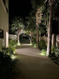 Entrance from the street at night