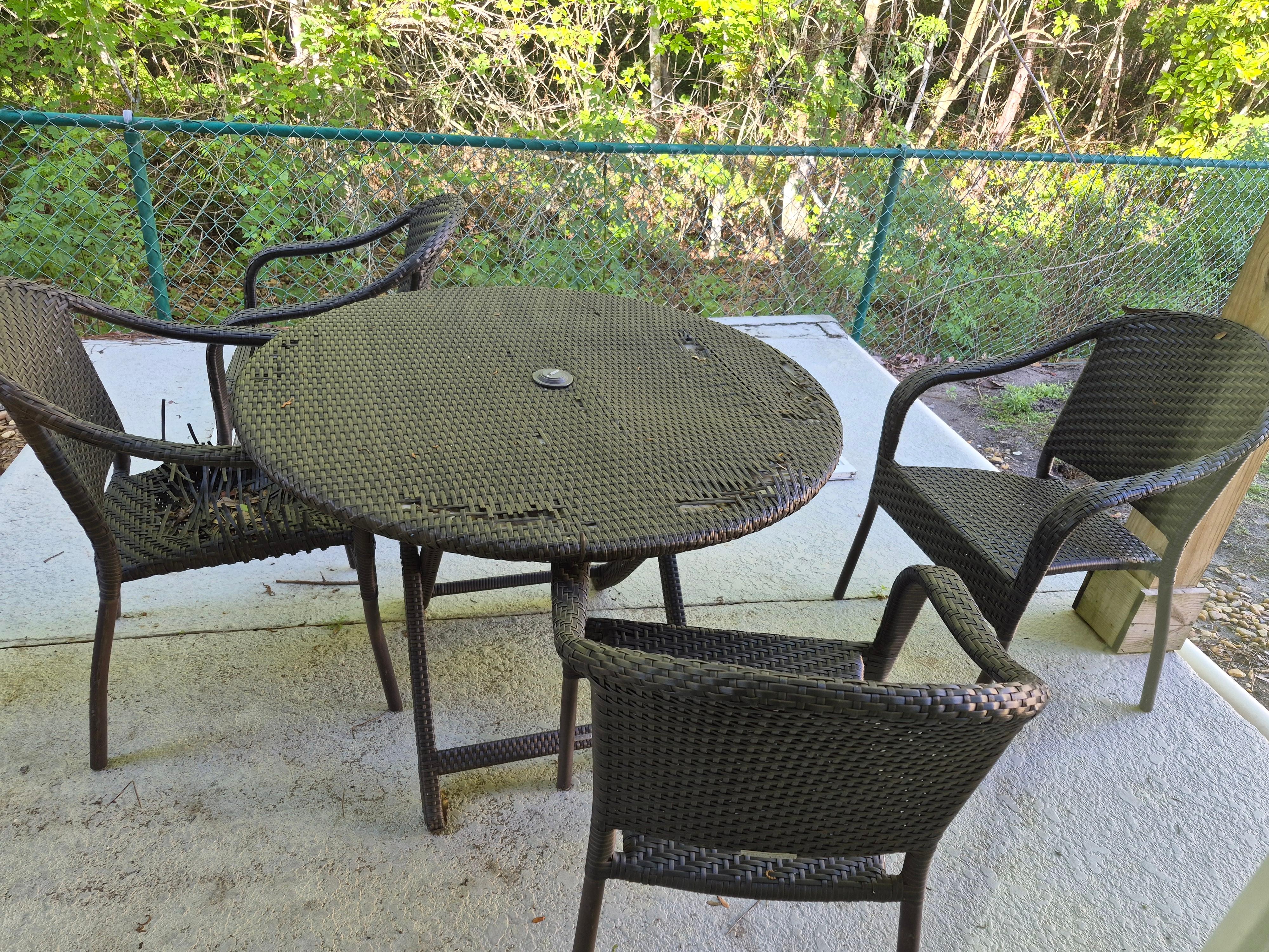 Broken patio furniture