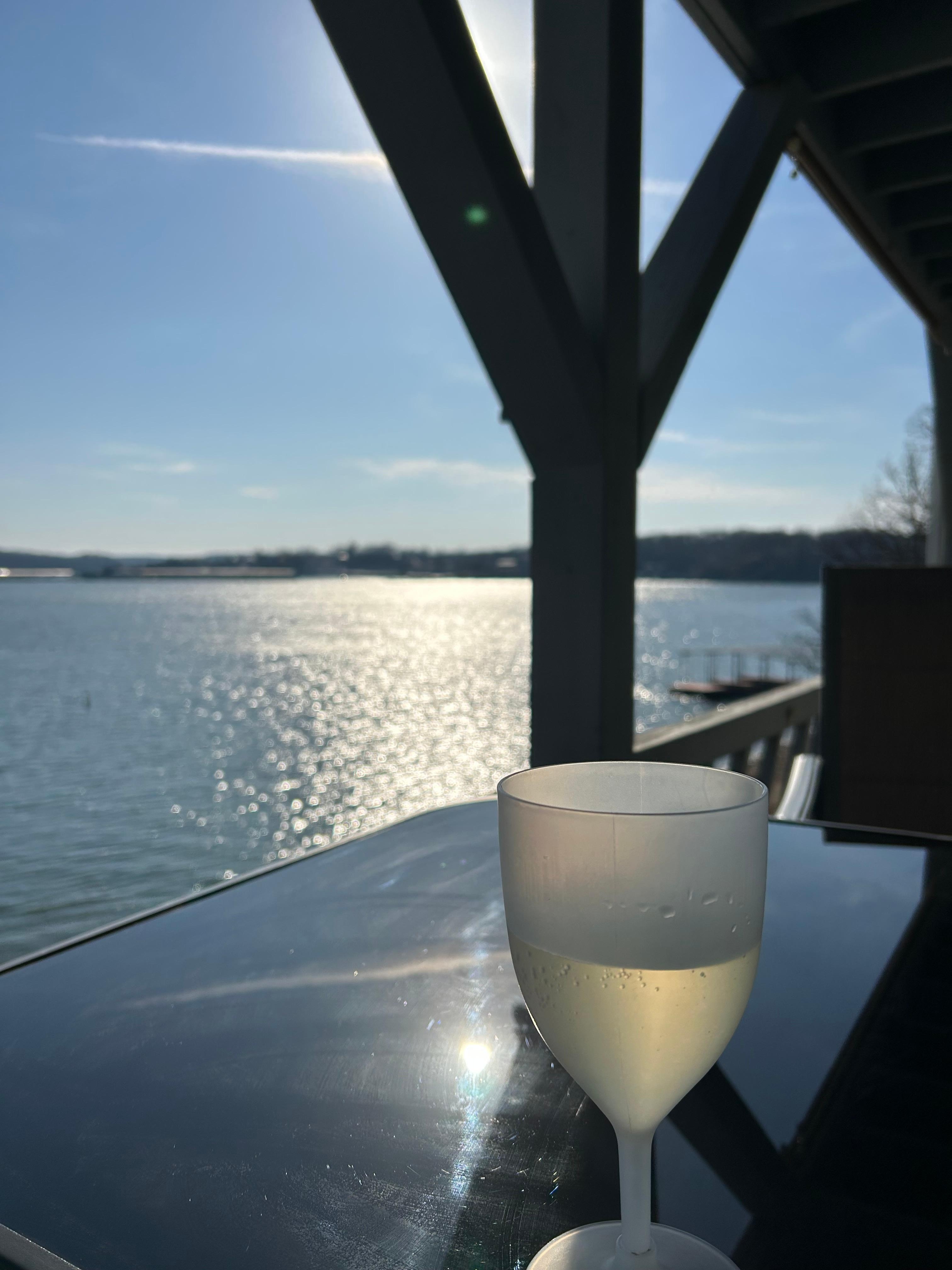 Enjoying the view from the balcony.