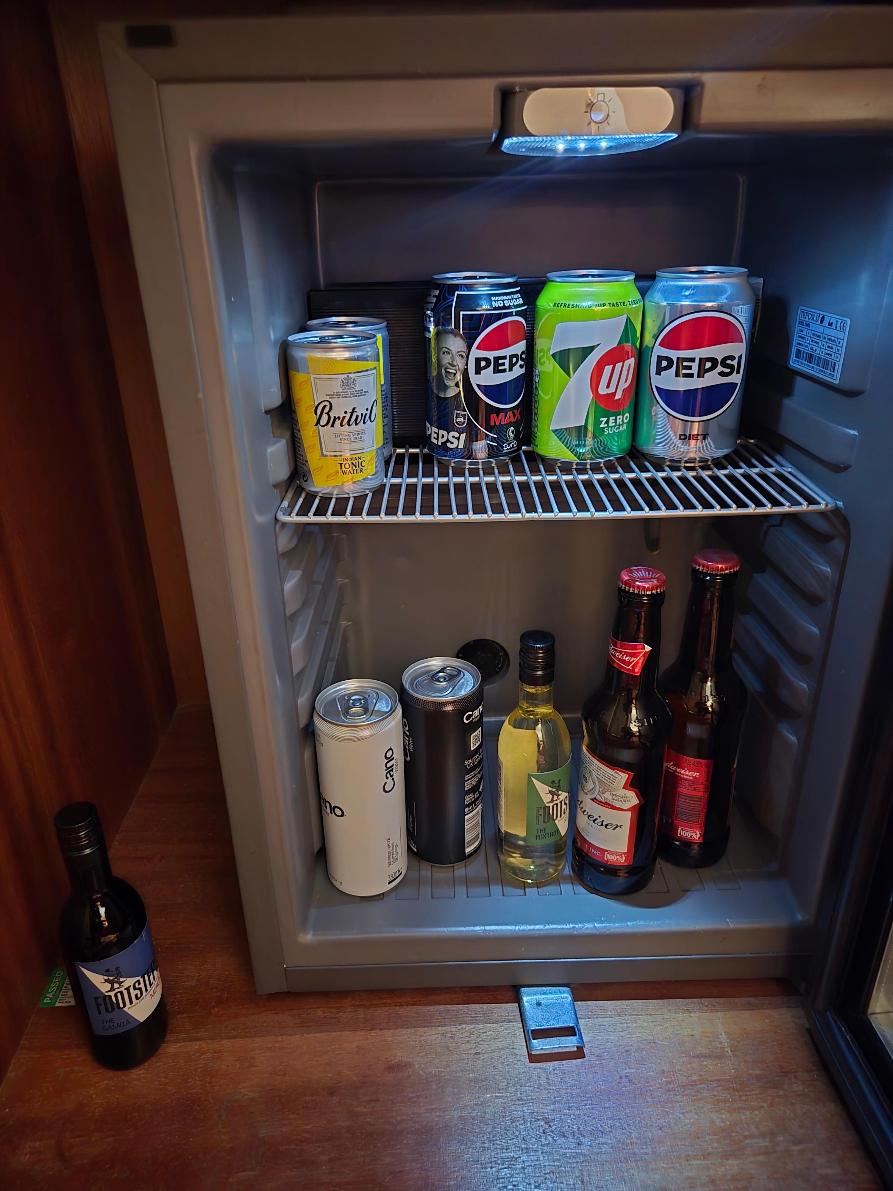 Complimentary mini-bar in the room.