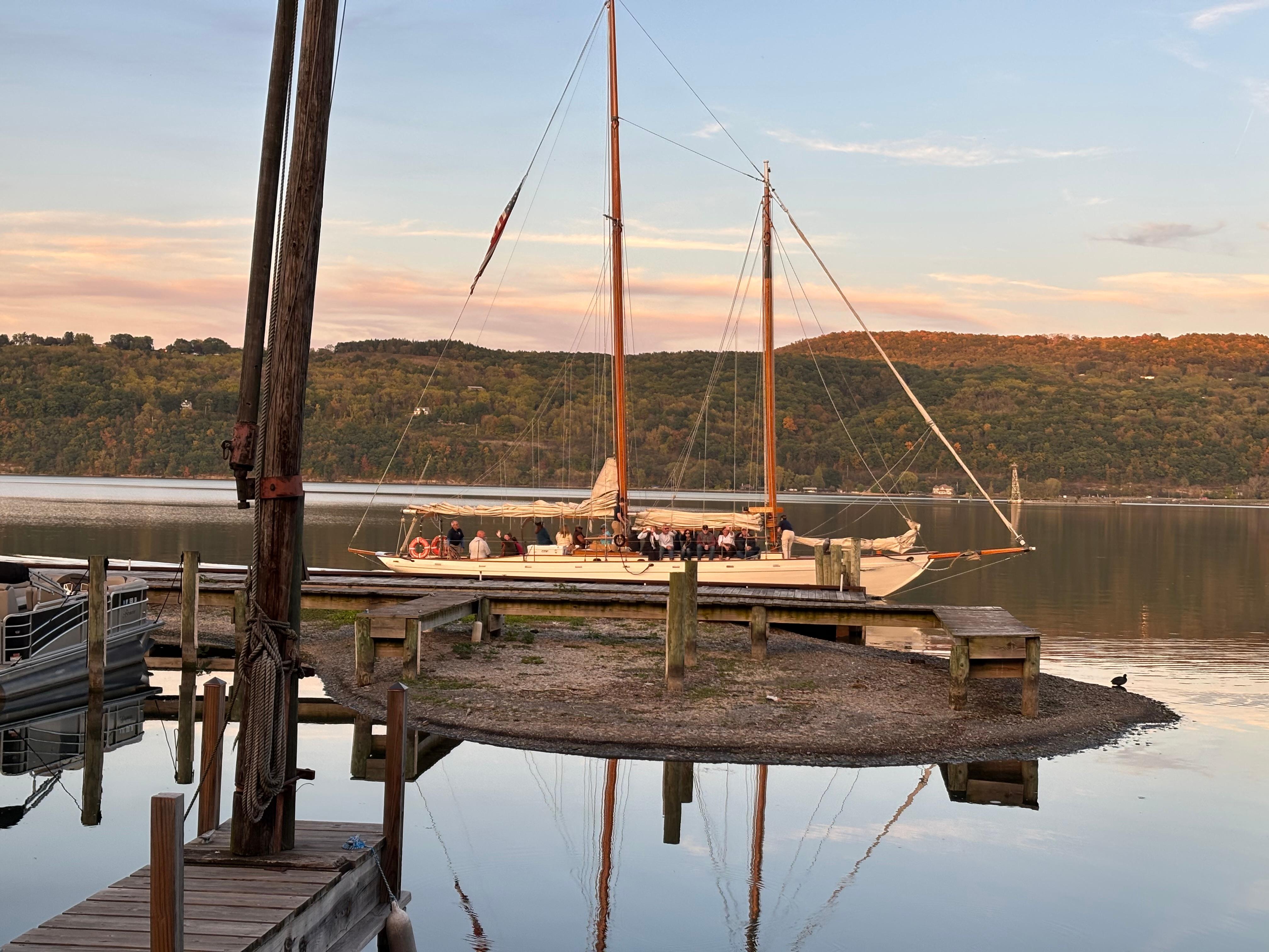 View of the True Love returning to the marina taken from the fire pit area.