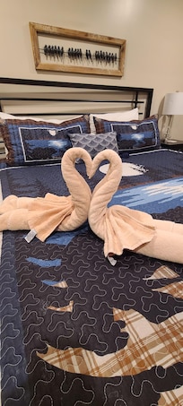 One of the downstairs bedrooms.