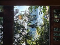 View from the kitchen table in cabin.