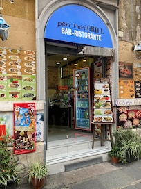 Half a block away. Really good roasted chicken. Cheap pasta dishes.